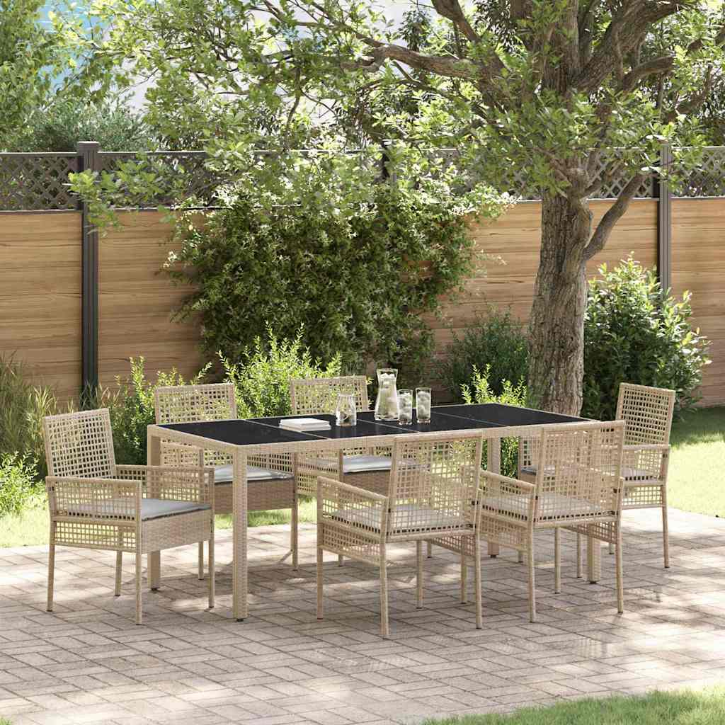 Set da Pranzo per Giardino 7 pcs Beige polyrattan | homemem39