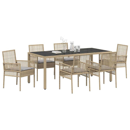 Set da Pranzo per Giardino 7 pcs Beige polyrattan | homemem39