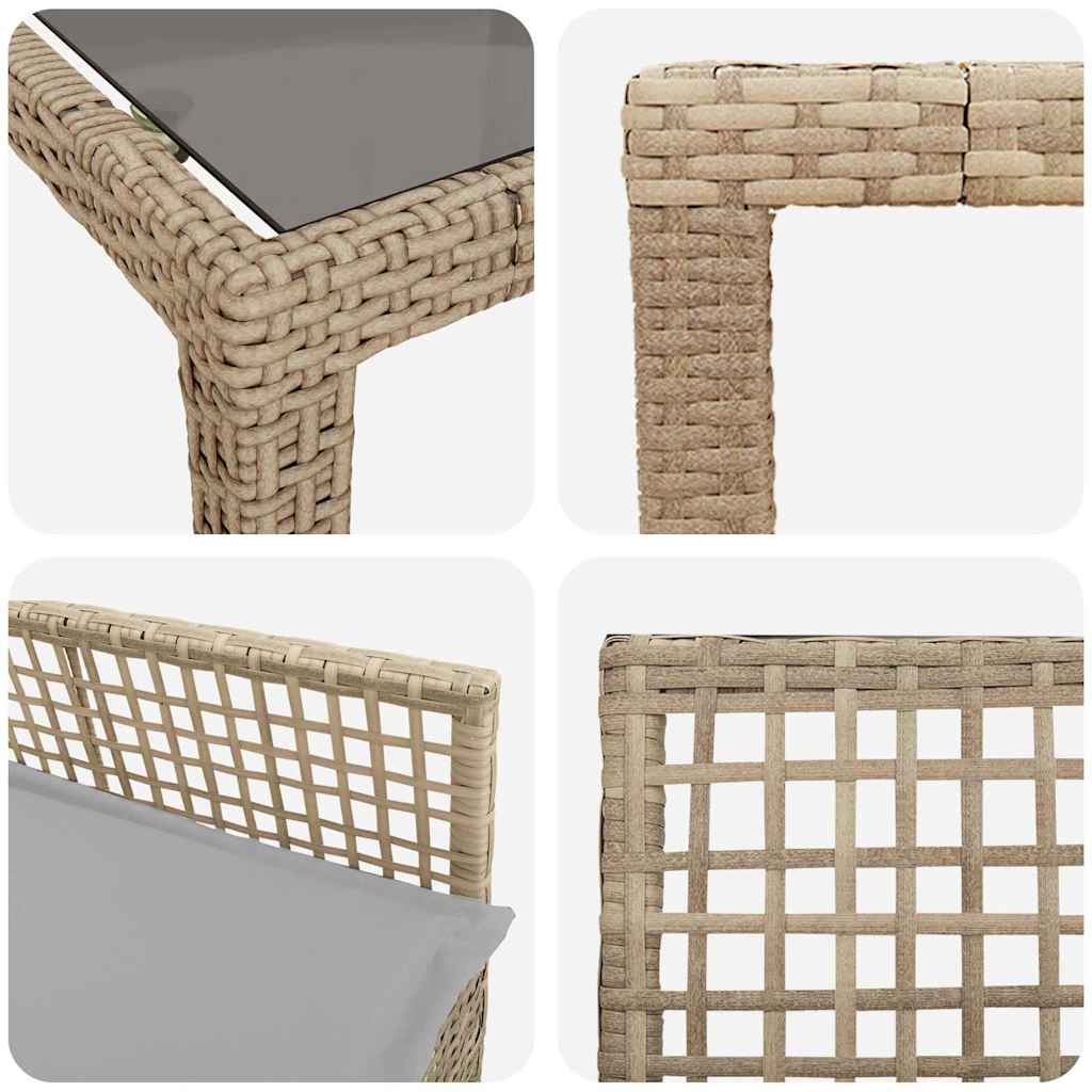 Set da Pranzo per Giardino 11 pcs Beige Poly Rattan