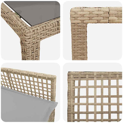 Set da Pranzo per Giardino 11 pcs Beige Poly Rattan
