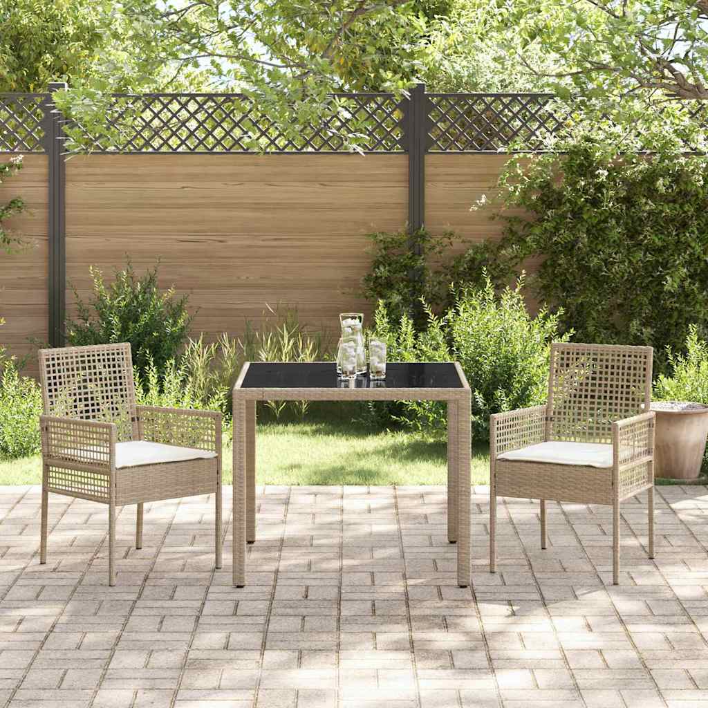Set da Pranzo per Giardino 3 pcs Beige polyrattan | homemem39