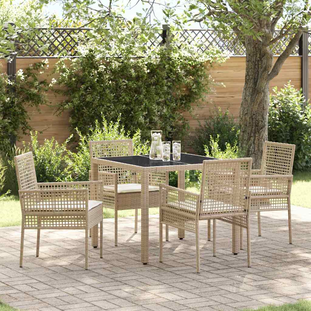 Set da Pranzo per Giardino 5 pcs Beige polyrattan | homemem39