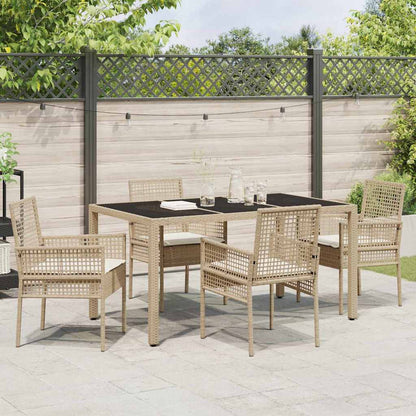 Set da Pranzo per Giardino 5 pcs Beige polyrattan | homemem39