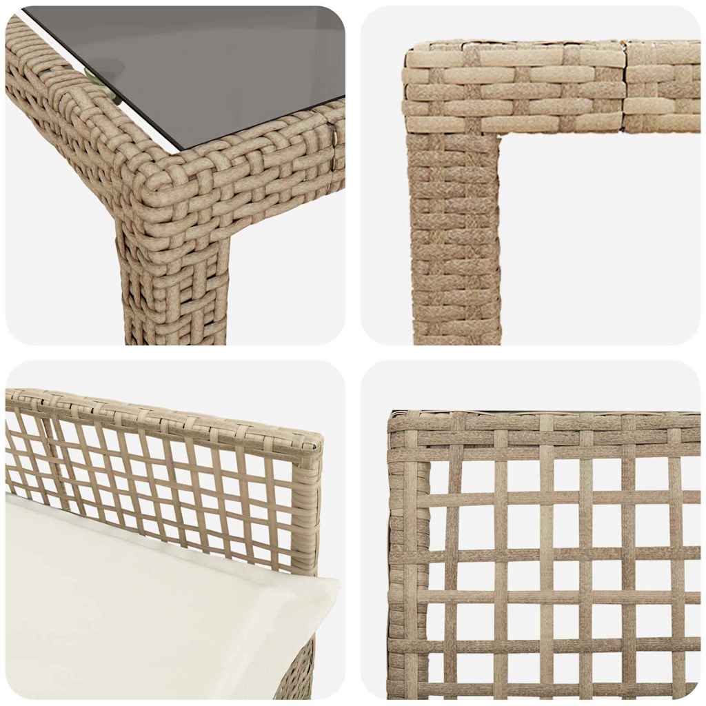 Set da Pranzo per Giardino 9 pcs Beige polyrattan | homemem39