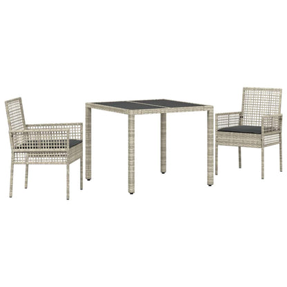 Set da Pranzo per Giardino 3 pcs Grigio chiaro Poly Rattan