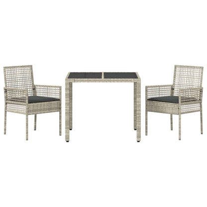 Set da Pranzo per Giardino 3 pcs Grigio chiaro Poly Rattan