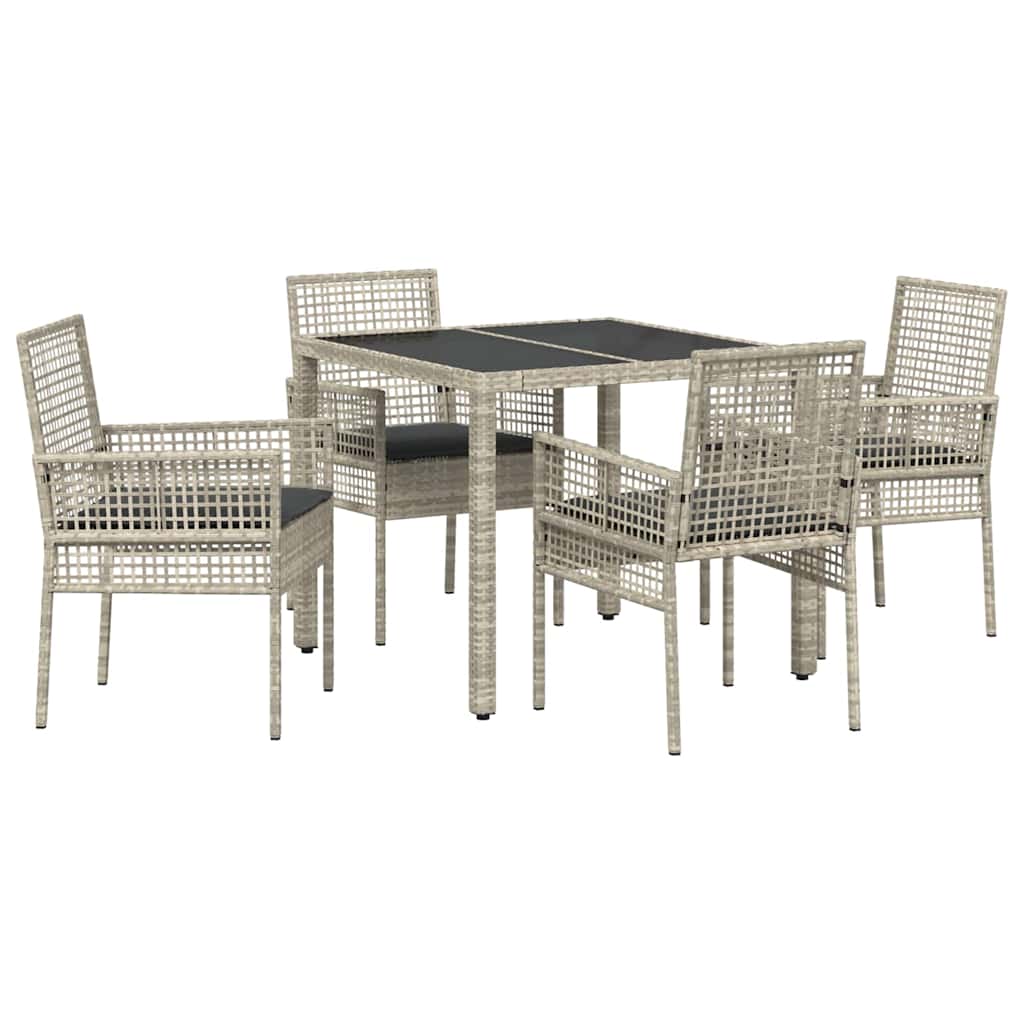 Set da Pranzo per Giardino 5 pcs Grigio chiaro polyrattan | homemem39
