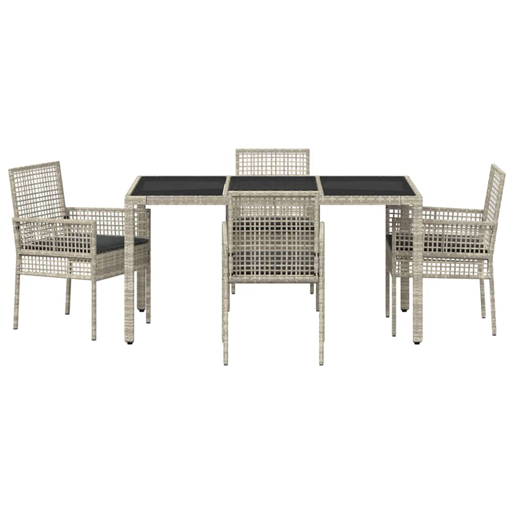 Set da Pranzo per Giardino 5 pcs Grigio chiaro polyrattan | homemem39