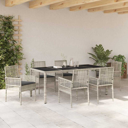 Set da Pranzo per Giardino 7 pcs Grigio chiaro polyrattan | homemem39