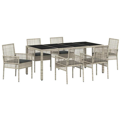 Set da Pranzo per Giardino 7 pcs Grigio chiaro polyrattan | homemem39