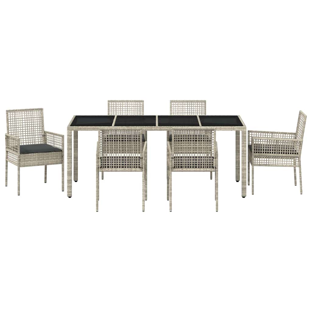 Set da Pranzo per Giardino 7 pcs Grigio chiaro polyrattan | homemem39
