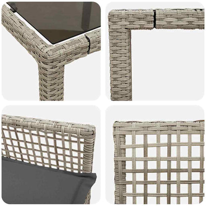 Set da Pranzo per Giardino 9 pcs Grigio chiaro Poly Rattan