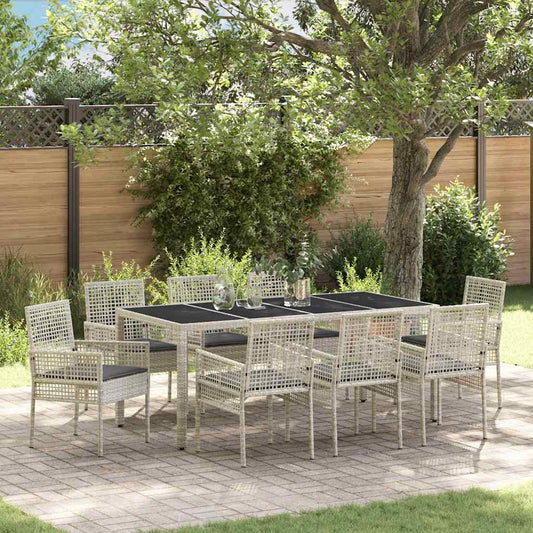 Set da Pranzo per Giardino 9 pcs Grigio chiaro Poly Rattan