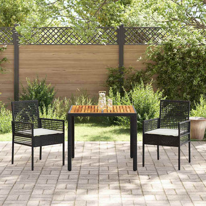 Set da Pranzo per Giardino 3 pcs Nero polyrattan | homemem39