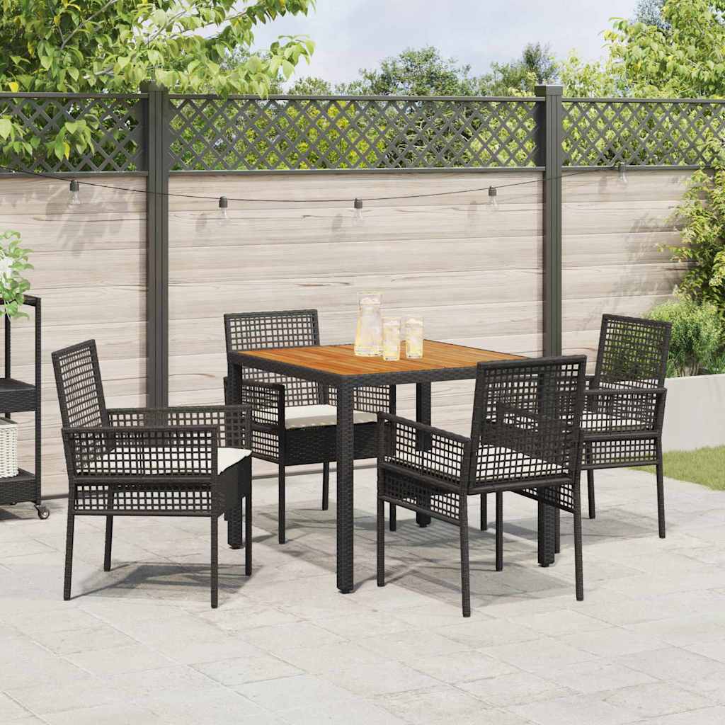 Set da Pranzo per Giardino 5 pcs Nero polyrattan | homemem39