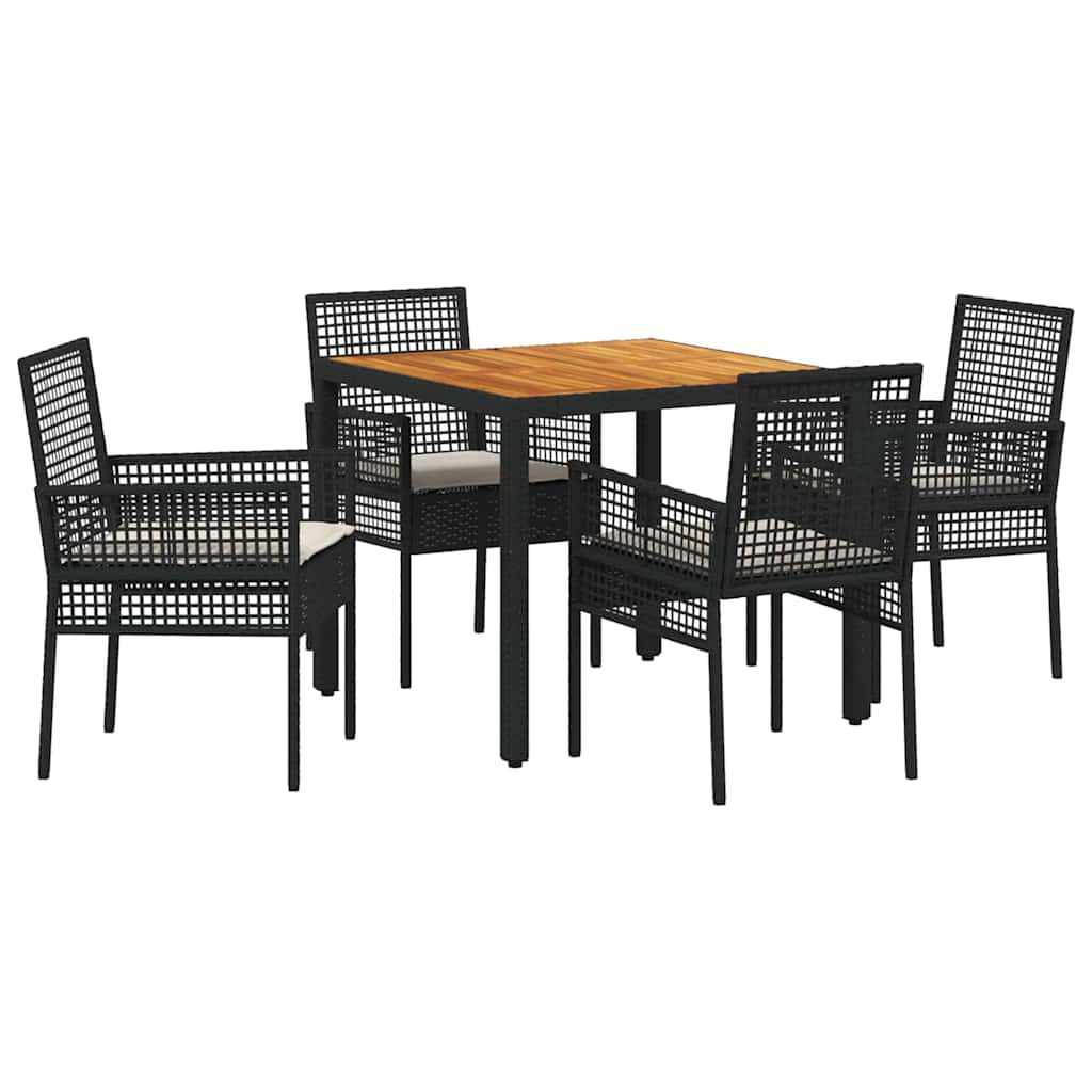 Set da Pranzo per Giardino 5 pcs Nero polyrattan | homemem39