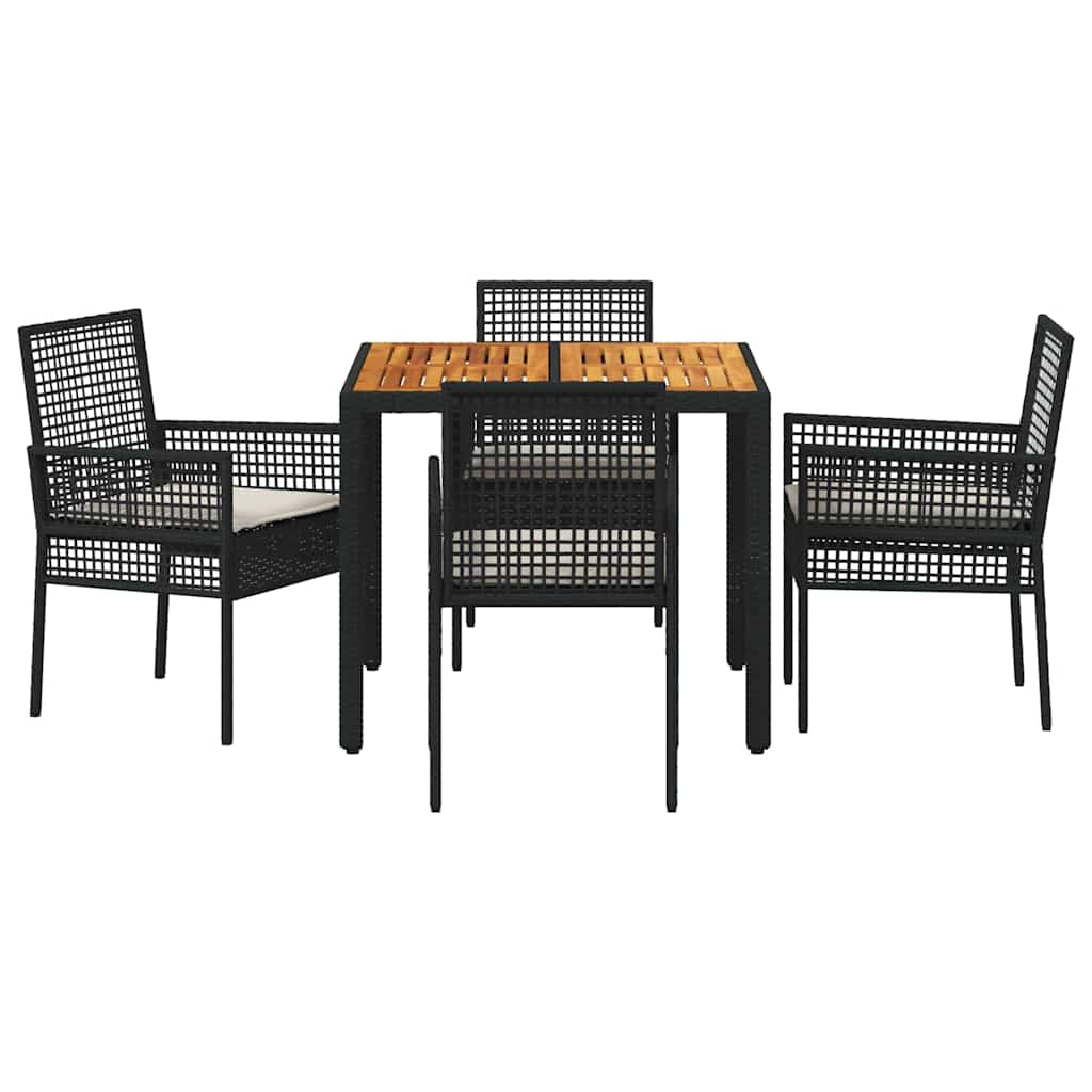Set da Pranzo per Giardino 5 pcs Nero polyrattan | homemem39