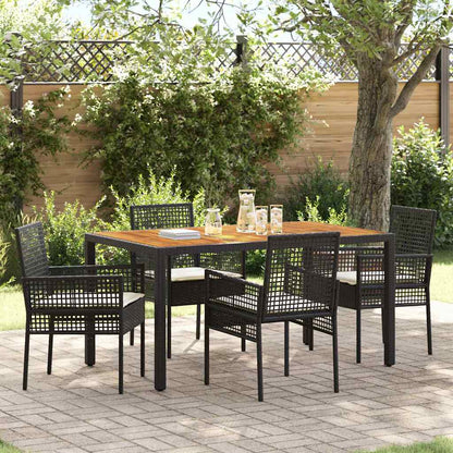 Set da Pranzo per Giardino 5 pcs Nero polyrattan | homemem39