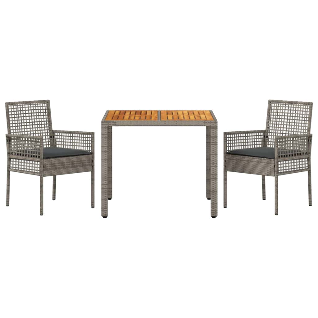 Set da Pranzo per Giardino 3 pcs Grigio polyrattan | homemem39