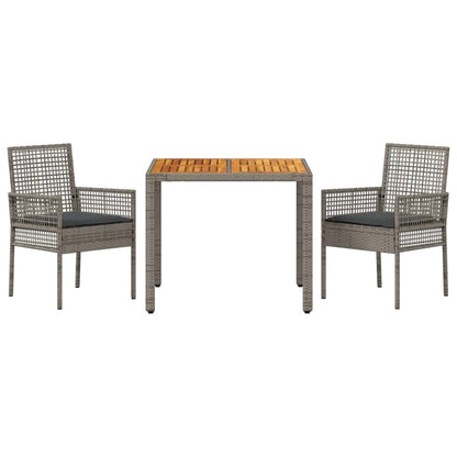 Set da Pranzo per Giardino 3 pcs Grigio polyrattan | homemem39
