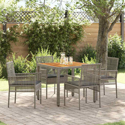 Set da Pranzo per Giardino 5 pcs Grigio polyrattan