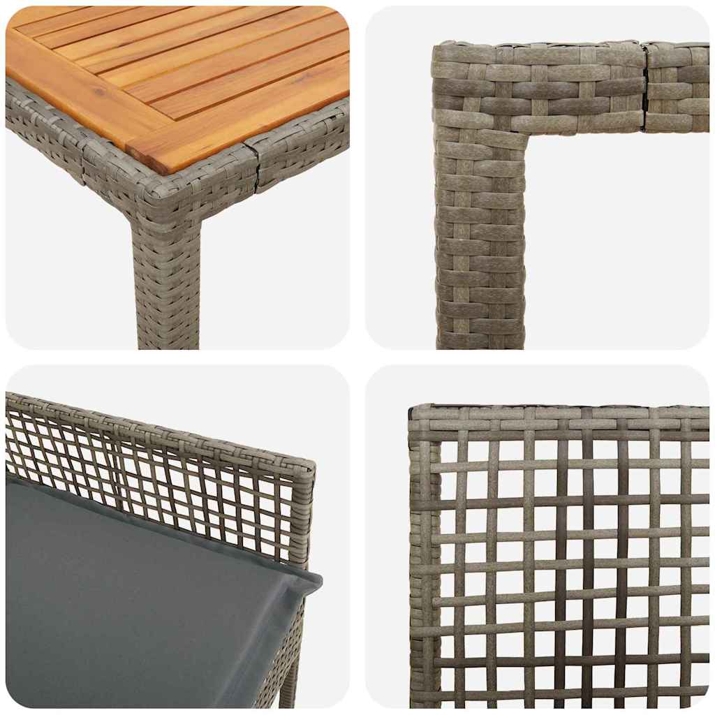 Set da Pranzo per Giardino 9 pcs Grigio Poly Rattan