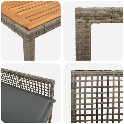 Set da Pranzo per Giardino 9 pcs Grigio Poly Rattan