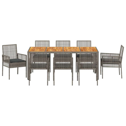 Set da Pranzo per Giardino 9 pcs Grigio Poly Rattan