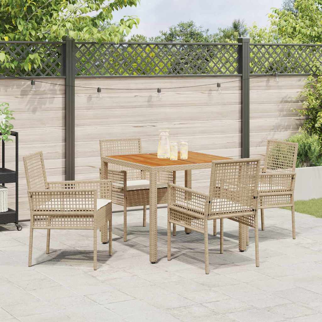 Set da Pranzo per Giardino 5 pcs Beige polyrattan | homemem39