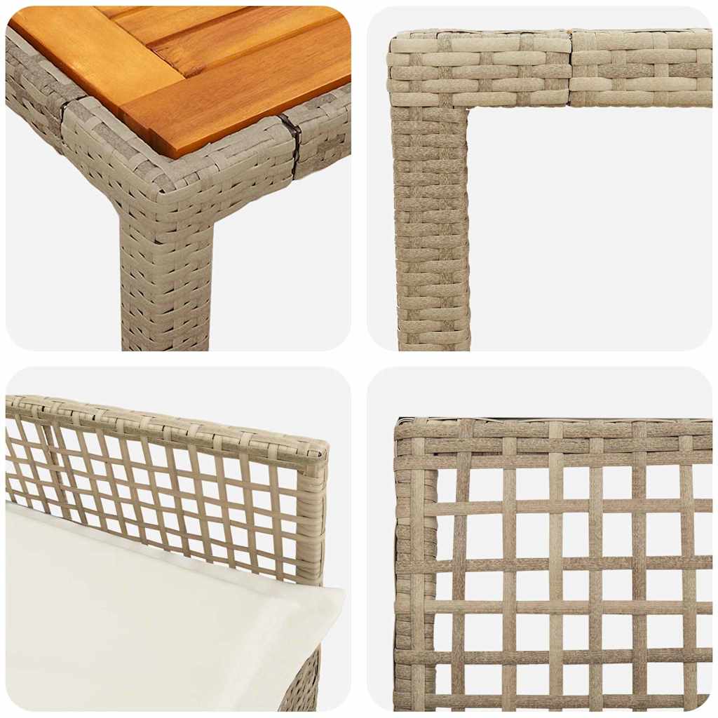 Set da Pranzo per Giardino 7 pcs Beige Poly Rattan