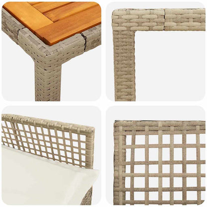 Set da Pranzo per Giardino 7 pcs Beige Poly Rattan