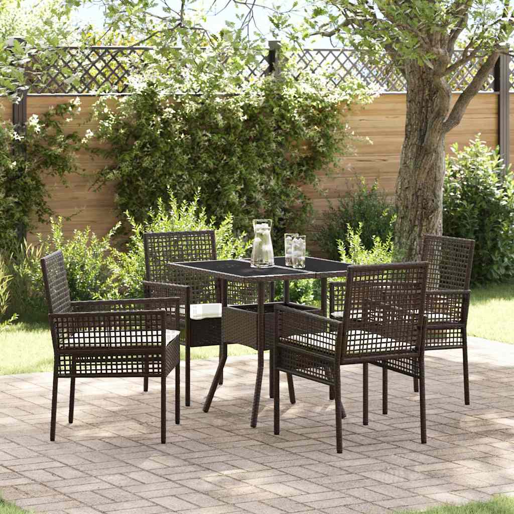 Set da Pranzo per Giardino 5 pcs Marrone Poly Rattan