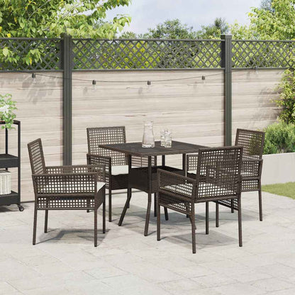 Set da Pranzo per Giardino 5 pcs Marrone Poly Rattan