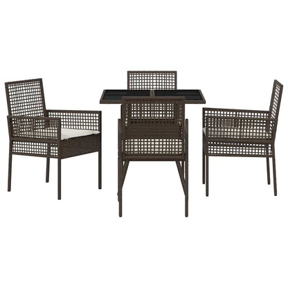 Set da Pranzo per Giardino 5 pcs Marrone Poly Rattan