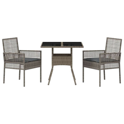 Set da Pranzo per Giardino 3 pcs Grigio polyrattan | homemem39