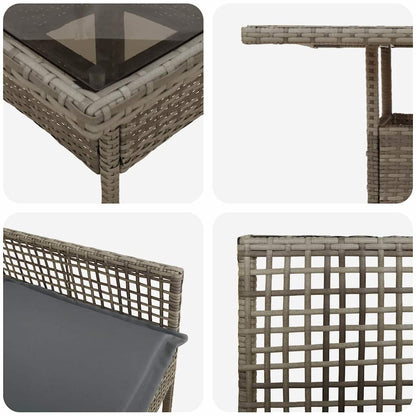 Set da Pranzo per Giardino 5 pcs Grigio polyrattan | homemem39