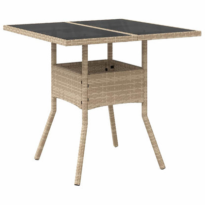 Set da Pranzo per Giardino 3 pcs Beige Poly Rattan
