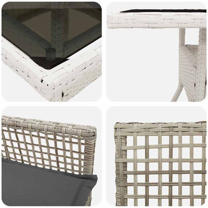 Set da Pranzo per Giardino 3 pcs Grigio chiaro polyrattan | homemem39