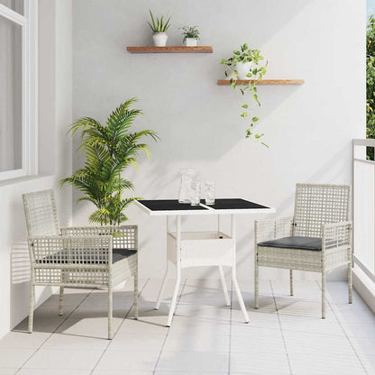 Set da Pranzo per Giardino 3 pcs Grigio chiaro polyrattan | homemem39