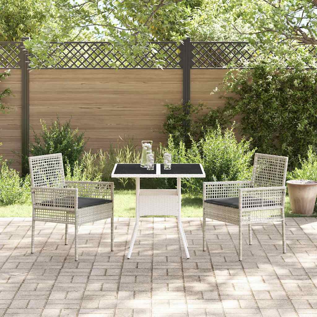 Set da Pranzo per Giardino 3 pcs Grigio chiaro polyrattan | homemem39