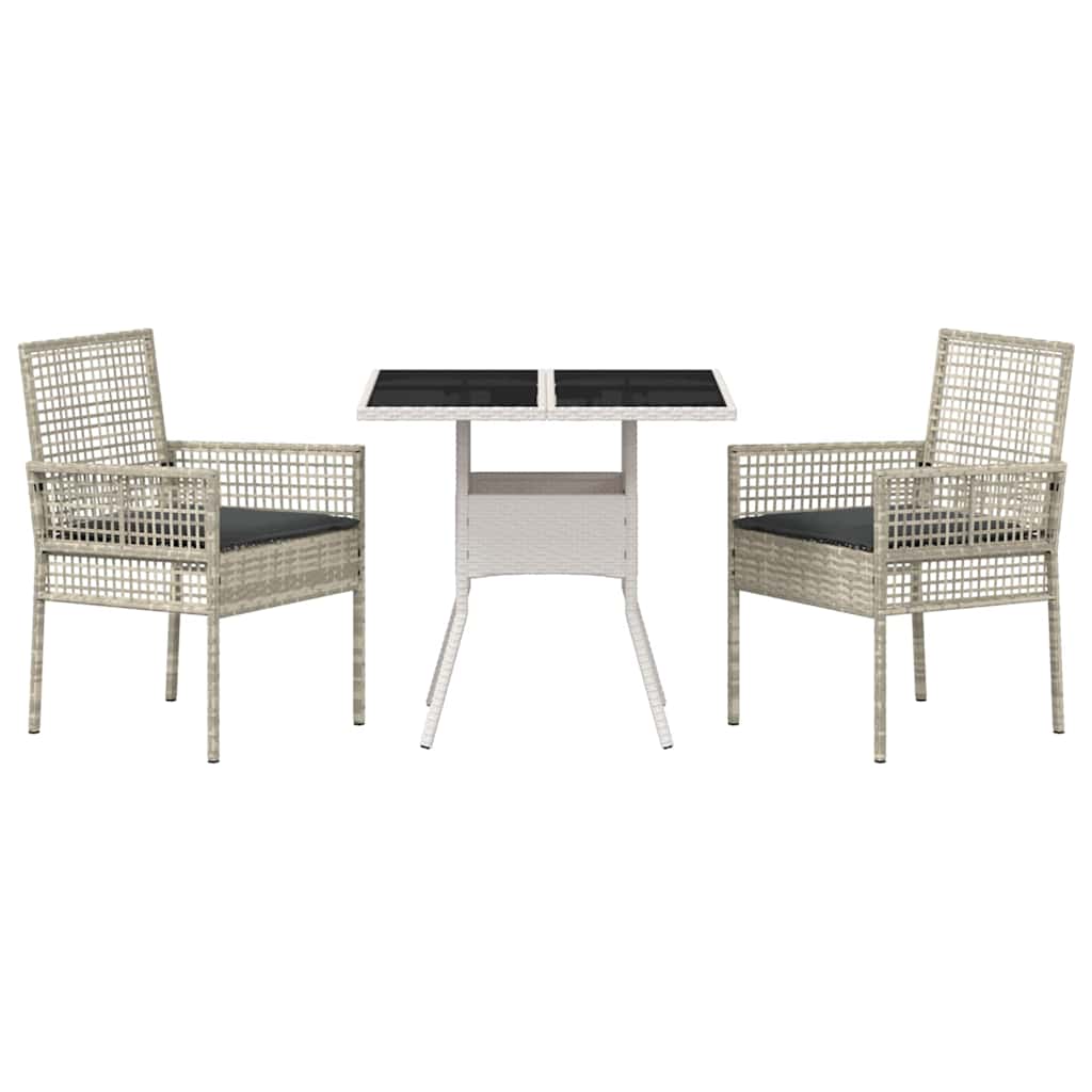 Set da Pranzo per Giardino 3 pcs Grigio chiaro polyrattan | homemem39