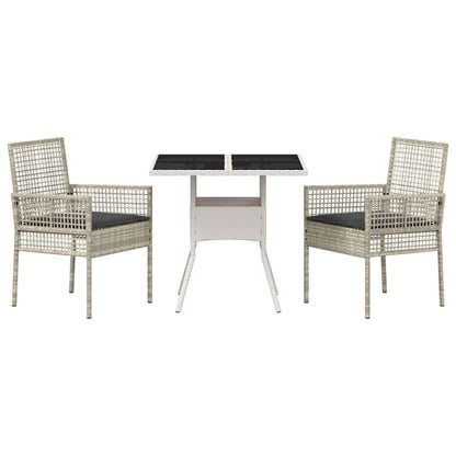 Set da Pranzo per Giardino 3 pcs Grigio chiaro polyrattan | homemem39