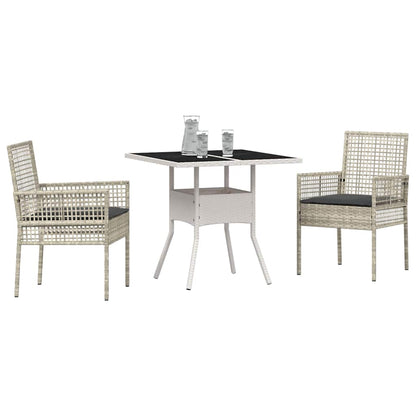 Set da Pranzo per Giardino 3 pcs Grigio chiaro polyrattan | homemem39