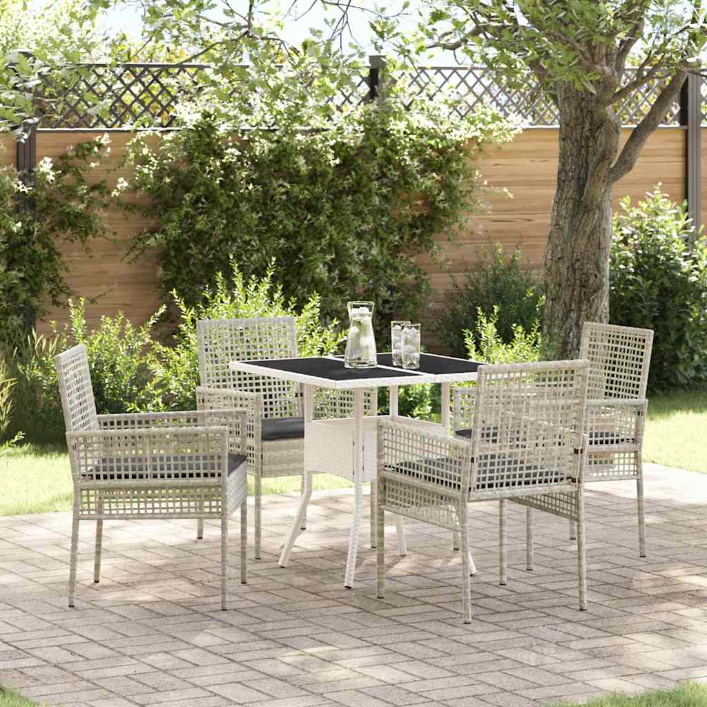 Set da Pranzo per Giardino 5 pcs Grigio chiaro polyrattan | homemem39