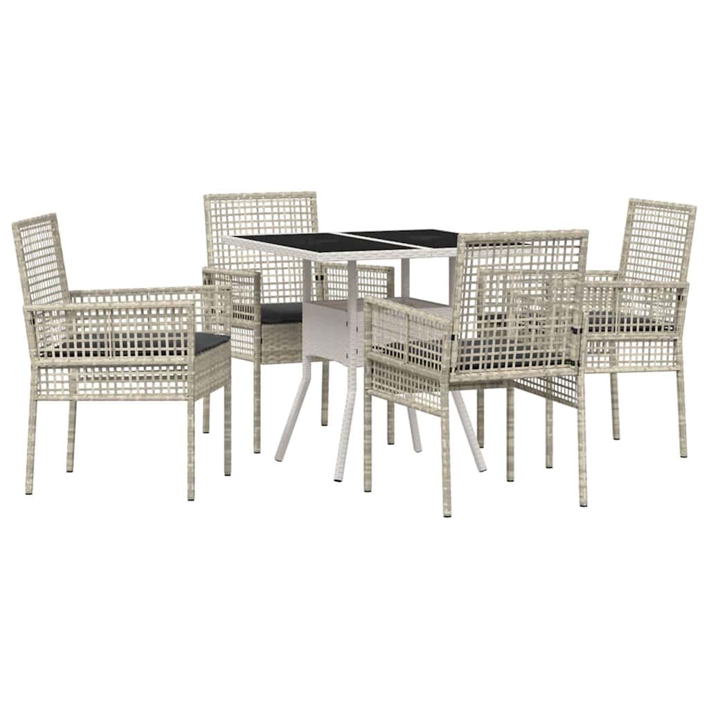 Set da Pranzo per Giardino 5 pcs Grigio chiaro polyrattan | homemem39