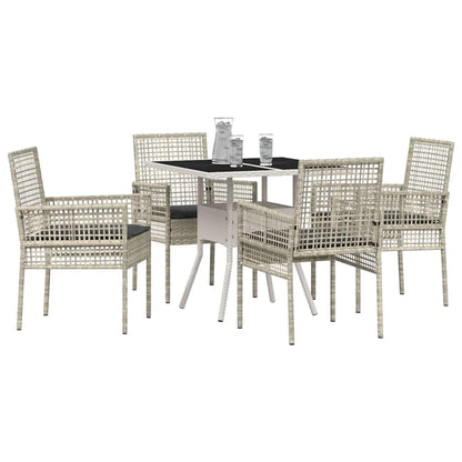 Set da Pranzo per Giardino 5 pcs Grigio chiaro polyrattan | homemem39