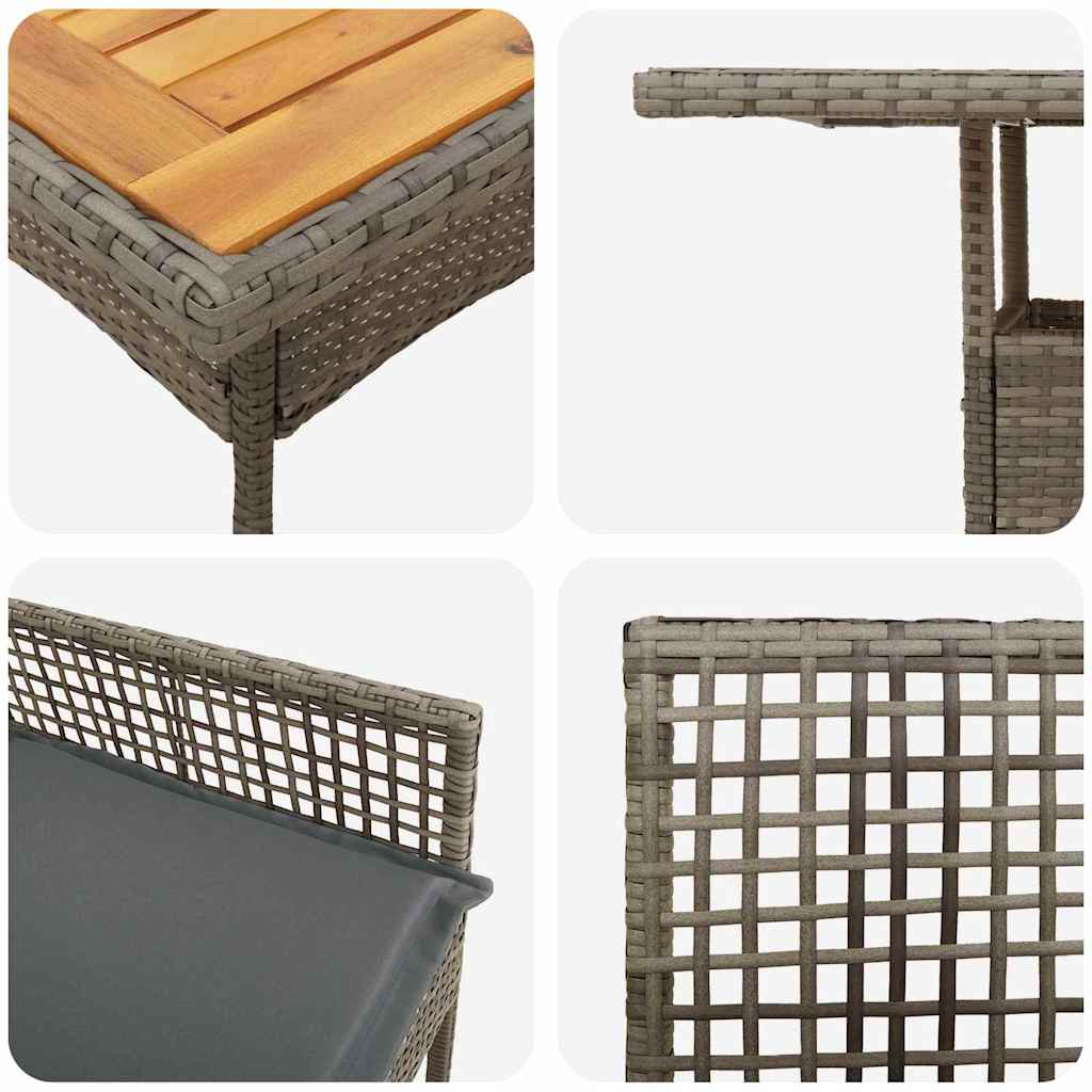 Set da Pranzo per Giardino 3 pcs Grigio polyrattan | homemem39