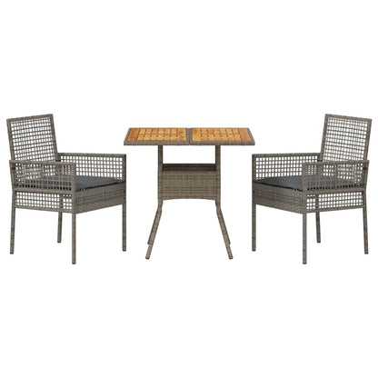 Set da Pranzo per Giardino 3 pcs Grigio polyrattan | homemem39