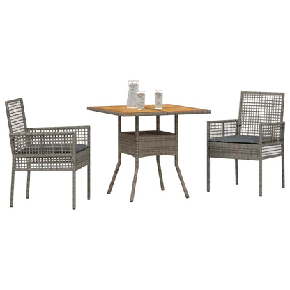 Set da Pranzo per Giardino 3 pcs Grigio polyrattan | homemem39