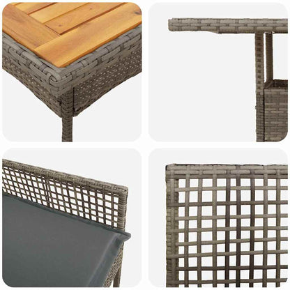 Set da Pranzo per Giardino 5 pcs Grigio polyrattan | homemem39